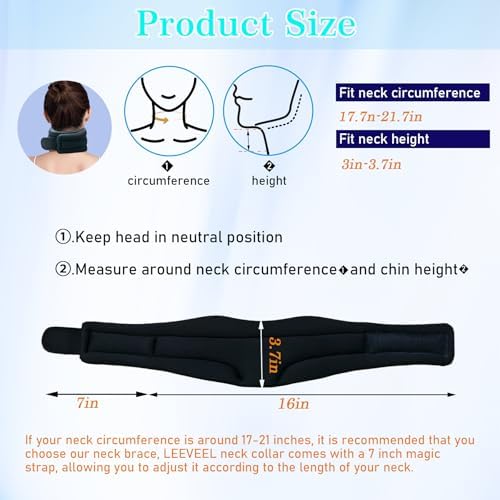 leeveel Neck Brace Cervical Collar, Neck Braces for Neck Pain and Support, Soft Foam Brace for Pain Relief, Adjustable Neck Support Collar for Sleeping, Travelling, Office (Black)