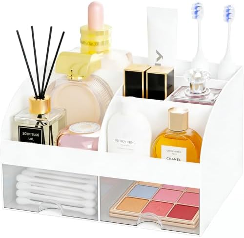 Makeup Organizer with 2 Drawers, Countertop Cosmetic Storage for Vanity