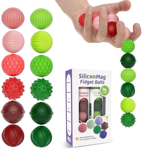 Magnetic Fidget Balls, 12-Pack Silicone Sensory Toys for Adults & Teens