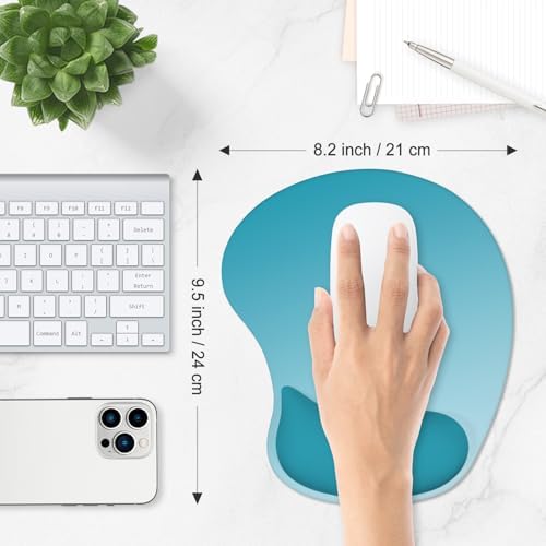 ITNRSIIET Ergonomic Mouse Pad, Cushioned Gel Wrist Rest, Non-Slip Base, Smooth Surface, Compatible with All Mice for Office & Gaming, Desk Accessory, 9.5 x 8.2 inch, Blue