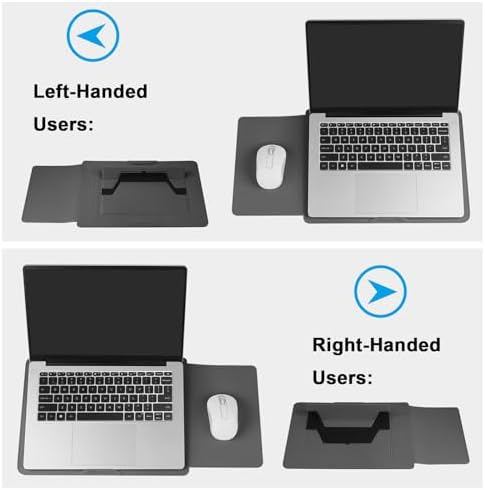 HoYiXi 15.6" Laptop Sleeve Case PU Leather with Stand Compatible with MacBook Pro 16/15.4'' MacBook Pro 15, Mac Air 15/ Dell, Matebook,Asus,15-16'' Laptop Bag,(Patent Pending),Gray