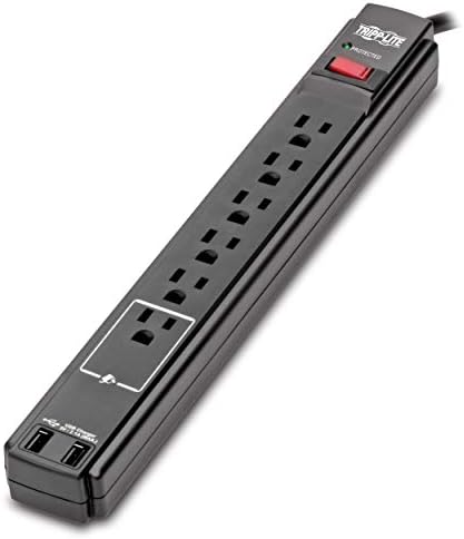 Eaton Tripp Lite TLP606USBB 6 Outlet Black Surge Protector with USB & USB-C