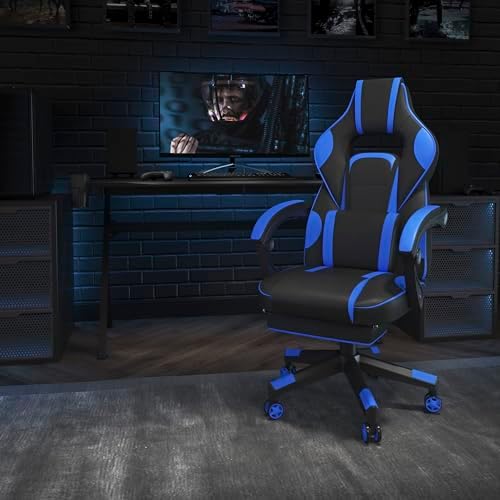Flash Furniture Reclining Ergonomic Gaming Chair, Black/Blue