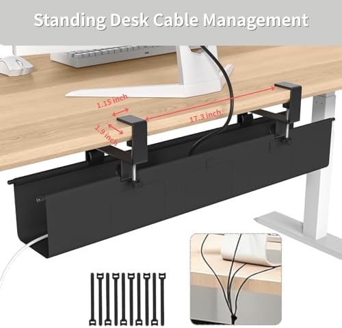 Under Desk Cable Management Tray, 36” Fabric No Drill Clamp Mount