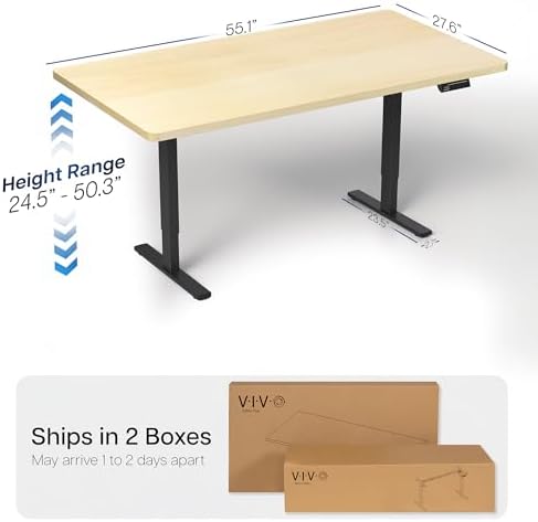 VIVO Light Wood 55 x 28 in Standing Desk, DESK-KIT-2B55C