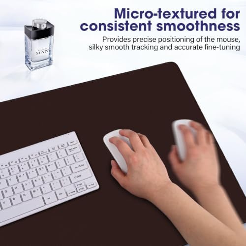 31.5" x 15.7" Waterproof Fabric Mouse Mat, Rubber Anti-Slip Base, Brown