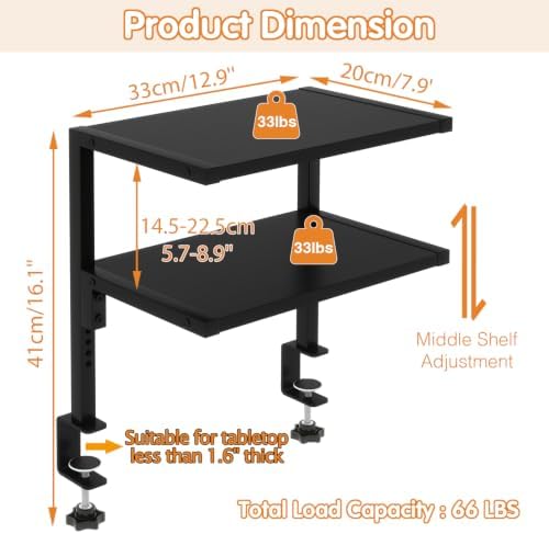 IBUYKE Clamp on Desk Organizer Shelf,Desk Extender Shelves UTMZ007B