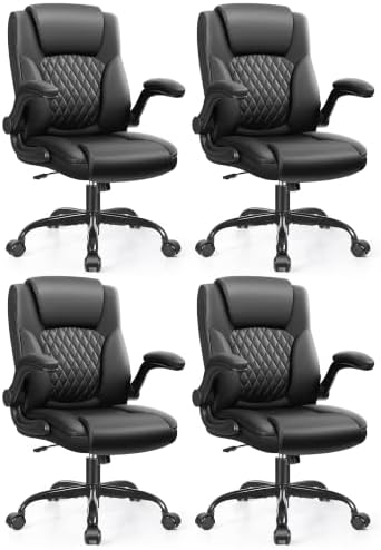 Leather Office Chair, PU Home Computer Desk Chairs with Ergonomic Back Support, 360°Swivel Free，Small Gaming Chair with Wheels and Adjustable Armrests, for Short People Use