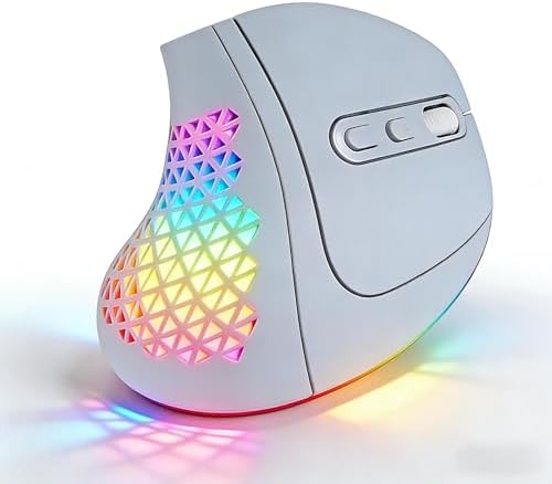 Bluetooth Wireless Dual-Mode Vertical Mouse - Silent Click, Ergonomic Comfort for Office & Home Use, Rechargeable with LED Breathing Light, Compatible with Multiple Devices (Blue)