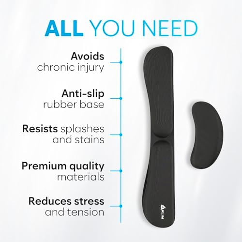 KLIM Mouse & Keyboard Wrist Rest Set - Silky Gel Memory Foam - Ergonomic Wrist Rest for Computer Keyboard, Wrist Pad for Keyboard + Wrist Rest for Mouse - for Gaming and Office - Pain Relief - Black