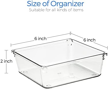 Ravinte 6 Pack Drawer Organizer, 6" x 6" Plastic Storage Bins