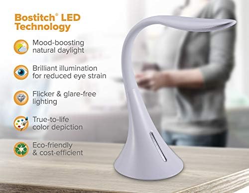 Bostitch Office Modern LED Desk Light, 8W, White (VLED1821WHITE-BOS)