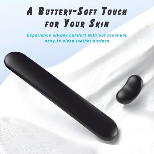 Ergonomic Wrist Rest Set for Keyboard and Mouse | Cooling Gel & Slow-Rebound Memory Foam Palm Support Pad | Luxe Leather, Minimalist, Non-Slip PU Base for Office, Laptop & Gaming (05Brwon)