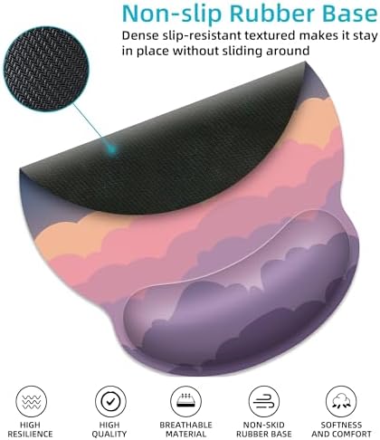 Pink Rainbow Ergonomic Mouse Pad with Wrist Rest for Desk Work Office