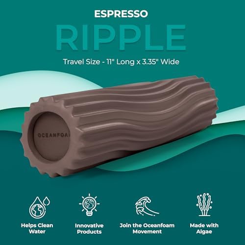 Oceanfoam Ripple Roller - Small Foam Roller for Physical Therapy (Espresso)