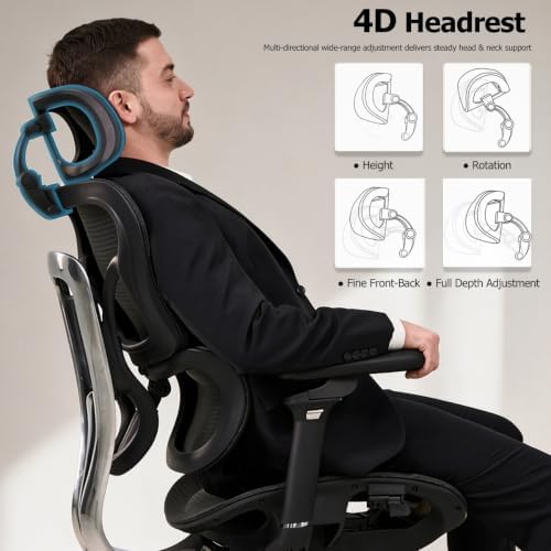 Premium Mesh Ergonomic Office Chair, Adaptive Dynamic Lumbar Support, Relieves Lower Back Pain, Reduces Long-Hour Sitting Fatigue, All-Day Comfort for Home & Office