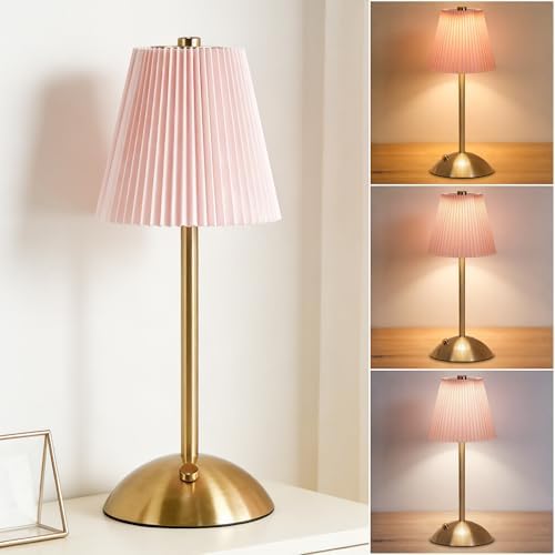 Cordless Pink Lamp,Small Desk Lamp Cute,Vintage Aesthetic Lamp