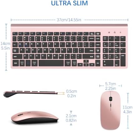Wireless Keyboard and Mouse Ultra Slim Combo, Dual System - Rose Gold Black