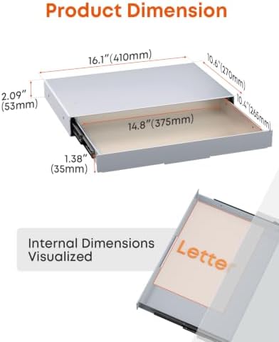 PUTORSEN Under Desk Storage Drawer 14.8" Wide - Smooth Slide Out Organizer