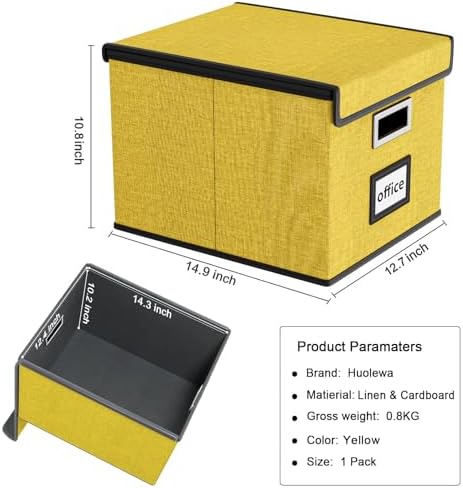 File Organizer Box with Lids, Collapsible File Folder Organizer