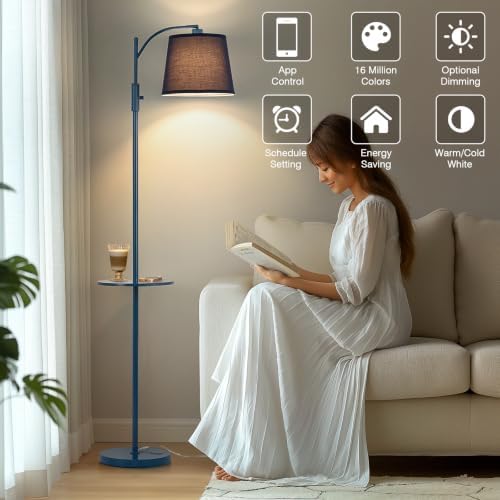 AIDENOEY Smart Floor Lamp with Side Table, Alexa & Google Assistant