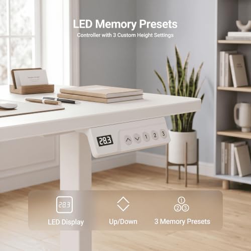 Claiks Electric Standing Desk 35x20 Inch Adjustable Desk, White