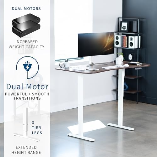 VIVO Rustic Vintage Brown 63 x 32 in Standing Desk, DESK-KIT-2W1N