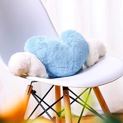 Macarrie 2 Pcs Heart Plush Car Headrest Pillow Angel Wings