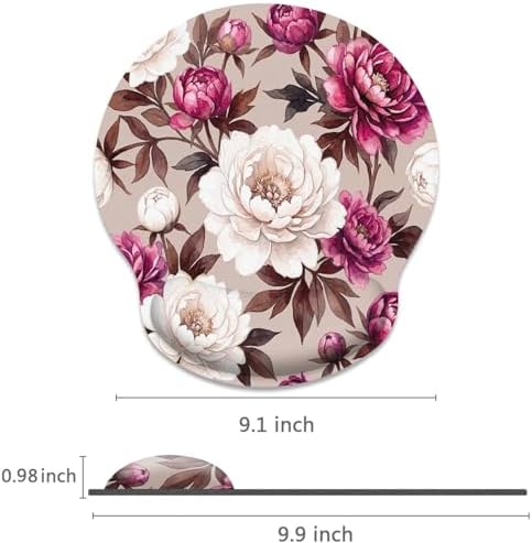 Britimes Ergonomic Mouse Pad with Wrist Support, Peony Floral