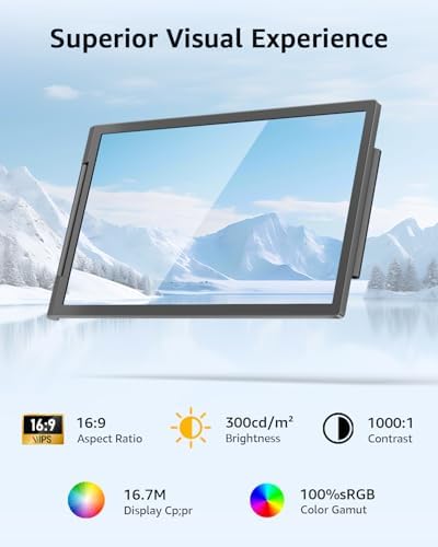 Yodoit Laptop Screen Extender, 14" FHD 1920×1080 Travel Monitor with USB Type C Port and Built-in Speakers Compatible with MacBook