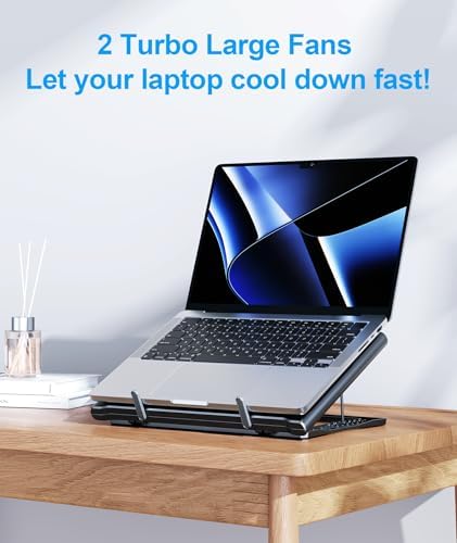 MOKURU Laptop Cooling Pad Stand, Laptop Cooler with 2 Silent Fans for 10-15.6 Inch Laptops,6 Levels of Height Adjustable Wind Speed with 2 USB Ports (Black)