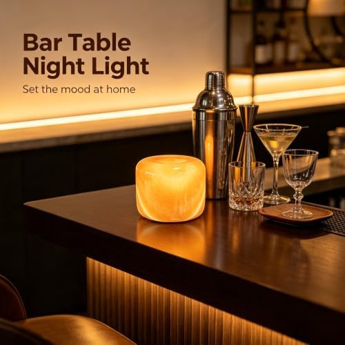 Natural Marble Lamp Cordless Touch Control Night Light Rechargeable Small Marble Table Lamp, Dimming Warm Glow Portable Marble Touch Lamp for Bedroom, Living Room, Decor Gift (Orange Jade)