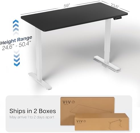 VIVO Black 60 x 24 in Standing Desk, DESK-KIT-2W6B