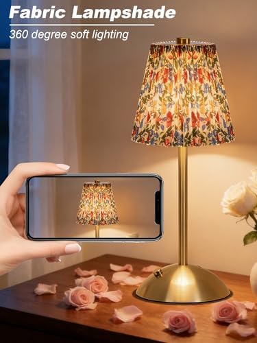 Cordless Flower Table Lamp,Cute Small Desk Lamp,Vintage Aesthetic Lamp