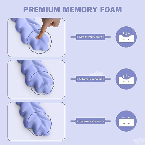 Keyboard Wrist Rest Pad Set, Leaf Shape PU Leather Memory Foam Cushion Support, Mouse Rest Pad, Non-Slip Support for Easy Typing Pain Relief, Purple Leaf