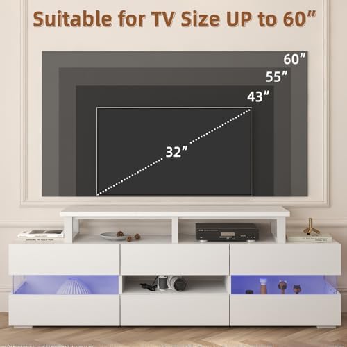 YAOHUOO 45" Large TV Riser for 32-60 inch TV, TV Riser Stand Shelf,White