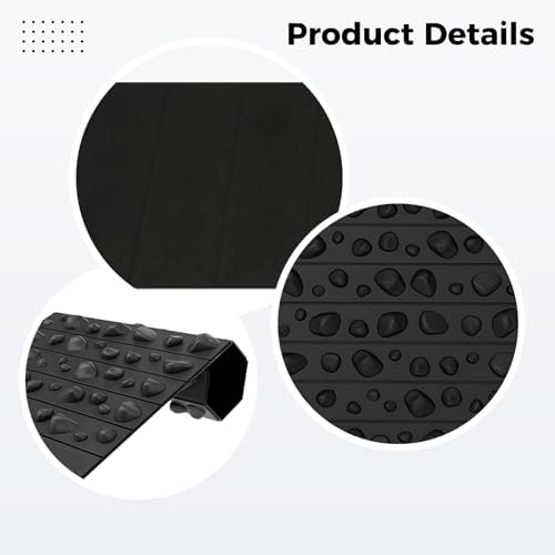 Portable Feet Acupressure Mat, Foot Massage Pad for Yoga and Standing Desk, Anti Fatigue Office Stand Up Pad, EVA Material, 19.7 x 11.8 in / 50 x 30 cm, Black Stone Texture