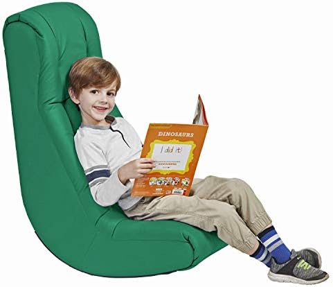 Factory Direct Partners Soft Tufted Floor Rocker - Cushioned Ground Chair for Kids Teens and Adults - Great for Reading, Gaming, Meditating, TV - Green, 10488-GN