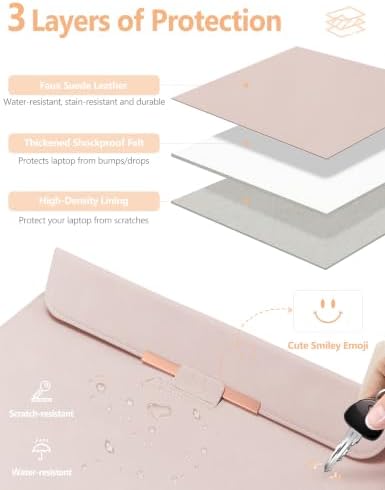 HYZUO 15 Inch Laptop Sleeve Case Bag with Stand Feature, Apricot