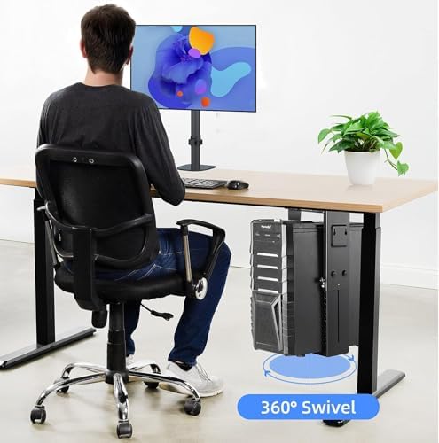 Pholiten Under Desk CPU Mount, 3.94 to 11.61" Wide, Max Load 44Lbs