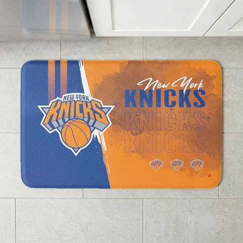 Northwest NBA New York Knicks Embossed Anti-Fatigue Mat, Cushioned Kitchen Floor Rug, Non-Slip PVC Standing Comfort, 18 x 30 in