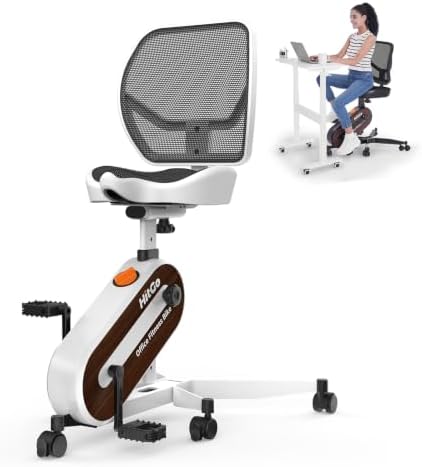 HitGo Office Exercise Bike Desk Chair,330 lbs Heavy Duty Under Desk Bike with 9-Level Height Adjustable Seat 24.4"-33.8",8-Level Resistance & Rolling Wheels,Quiet Fitness Chair for Home Office