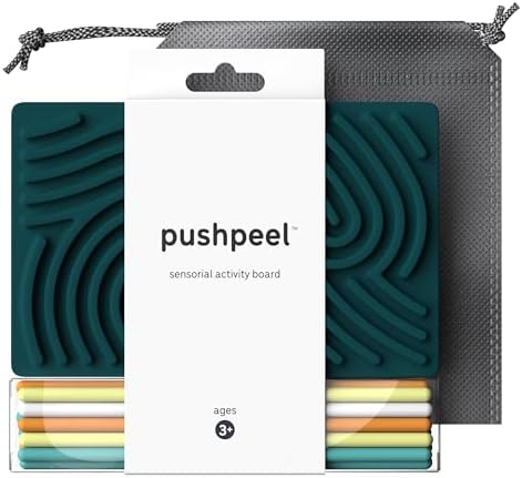 Pushpeel Sensory Activity Board: Silicone Fidget Toy for Calming, Stress, Anxiety, ADHD & Autism | Silent, No Mess | Kids 3+ & Adults | Includes Portable Travel Bag & 11 Strings
