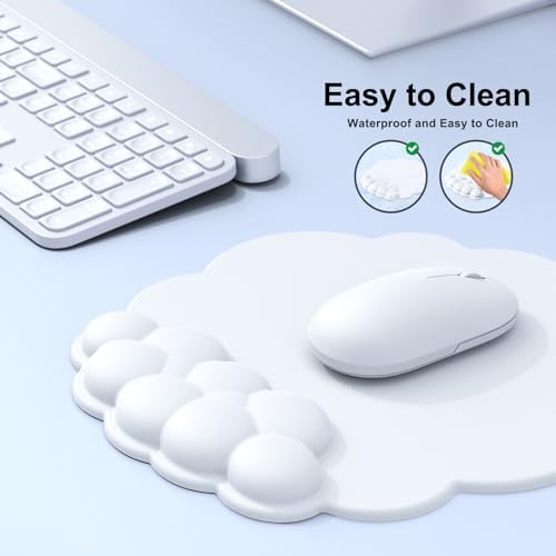MOKURU Cloud Mouse Pad with Wrist Rest, Cloud Keyboard Wrist Rest, Mouse Pad Wrist Support, Ergonomic Keyboard Mouse Wrist Support White