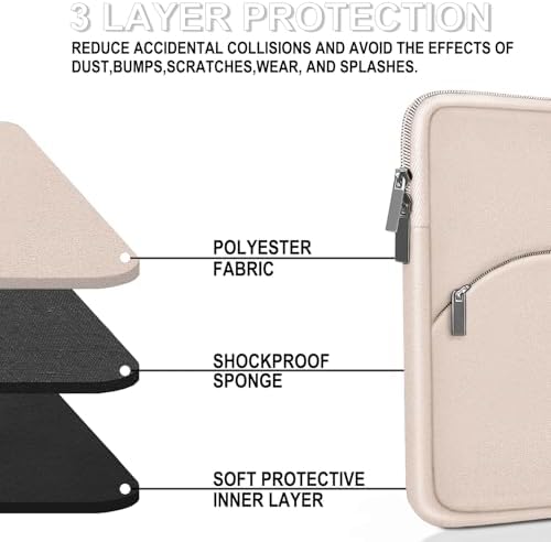 Laptop Case 15.6 inch, Durable Portable Monitor Protective Cover with Front Pocket, Traveling Laptop Sleeve Compatible for HP, Dell, Asus, Lenovo, Light Pink