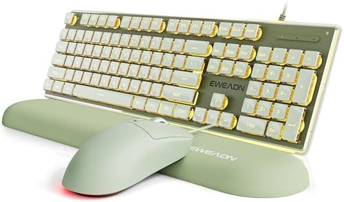 Wired Keyboard and Mouse Combo, Warm Backlit with Detachable Wrist Rest