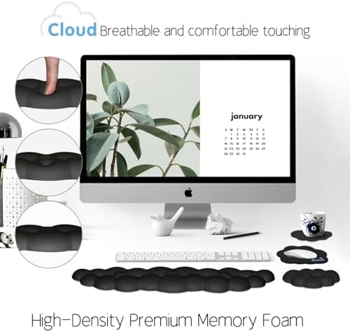 4 in 1 Ergonomic Leather Cloud Wrist Rest Keyboard and Mouse Pad & Coaster