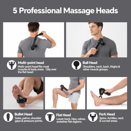 3-in-1 Convertible Massage Gun with Extended Handle,Massage Gun Deep Tissue
