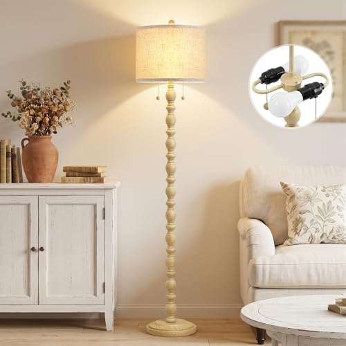 Luvkczc Farmhouse Floor Lamps for Living Room, Standing Lamp with Bulb