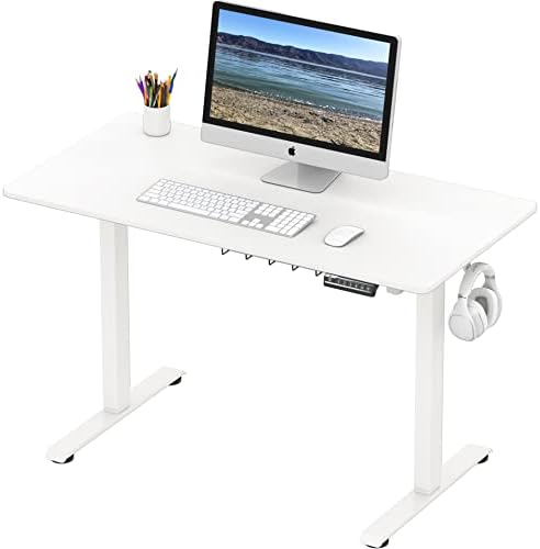 SHW 48-Inch Electric Height Adjustable Sit to Stand Desk, White